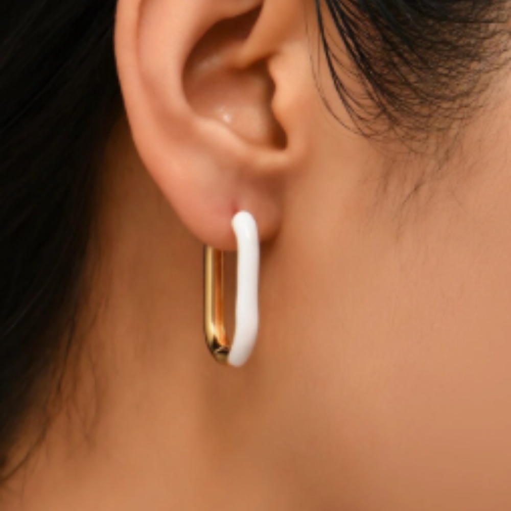 Orange U-shaped Gold Huggies - Picture 3 of 3